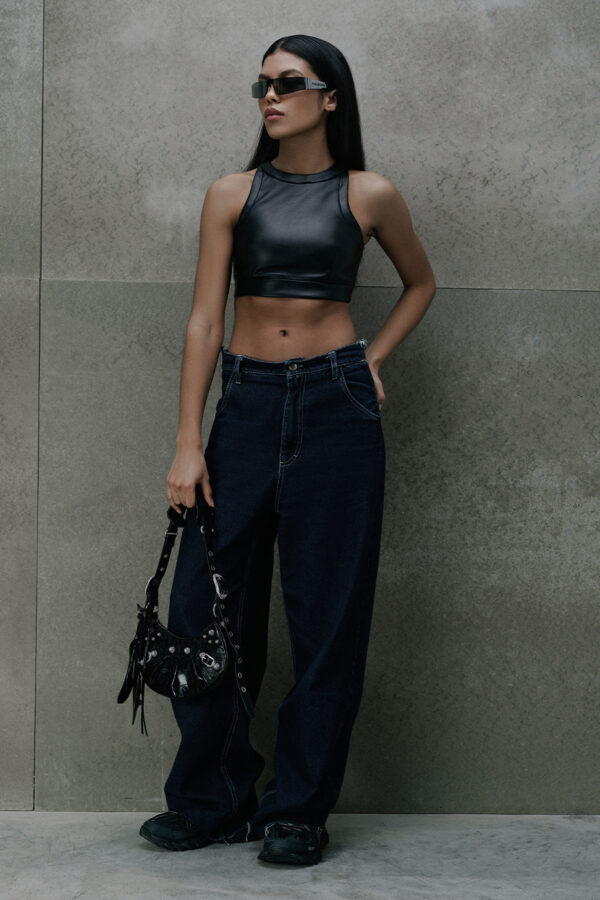 CROPPED LEATHER TOP
